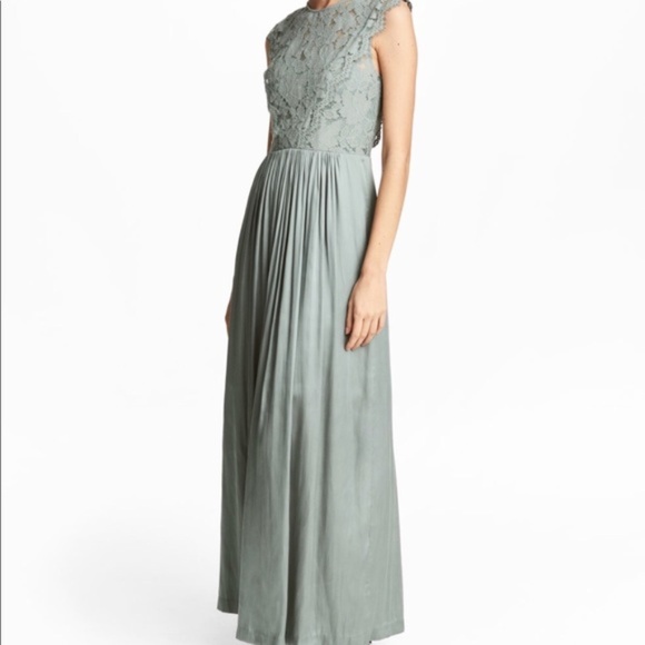 h&m sage green dress